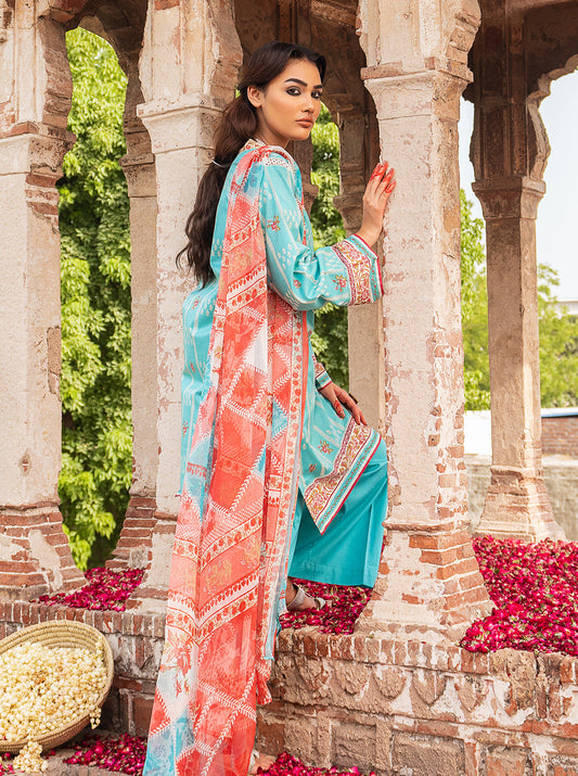 3 PIECE - PRINTED LAWN SUIT - WONDER BLUSH MORBAGH SU_21   