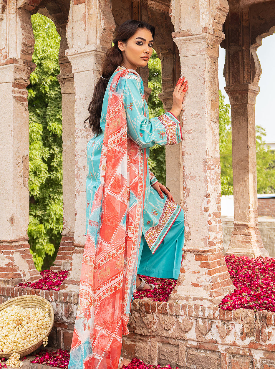 3 PIECE - PRINTED LAWN SUIT - WONDER BLUSH MORBAGH SU_21   