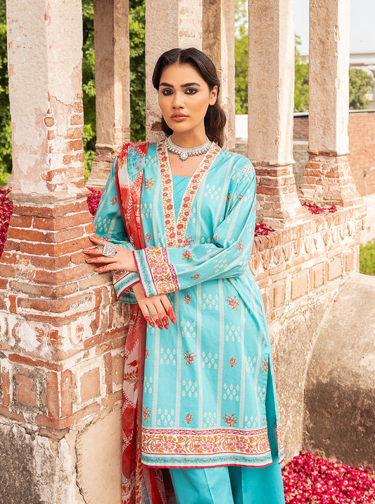 3 PIECE - PRINTED LAWN SUIT - WONDER BLUSH MORBAGH SU_21   