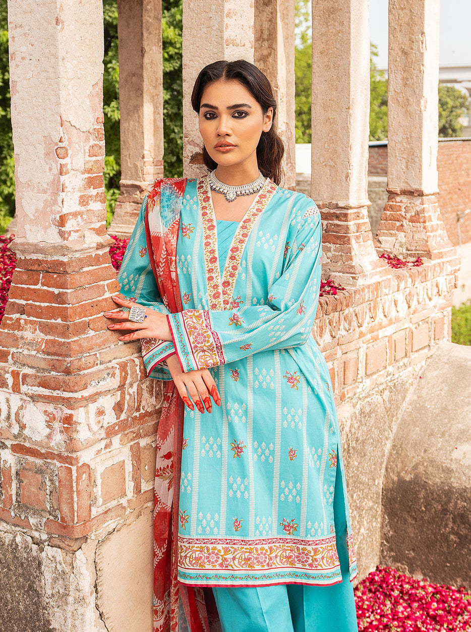 3 PIECE - PRINTED LAWN SUIT - WONDER BLUSH MORBAGH SU_21   