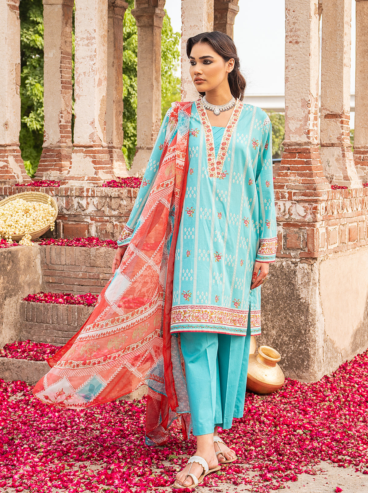 3 PIECE - PRINTED LAWN SUIT - WONDER BLUSH MORBAGH SU_21   