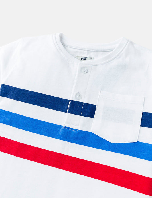 Striped Henley Pocket Tee
