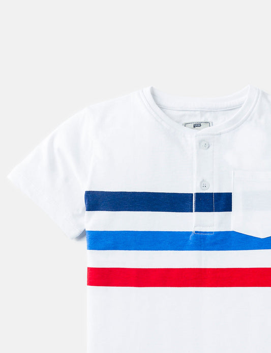Striped Henley Pocket Tee