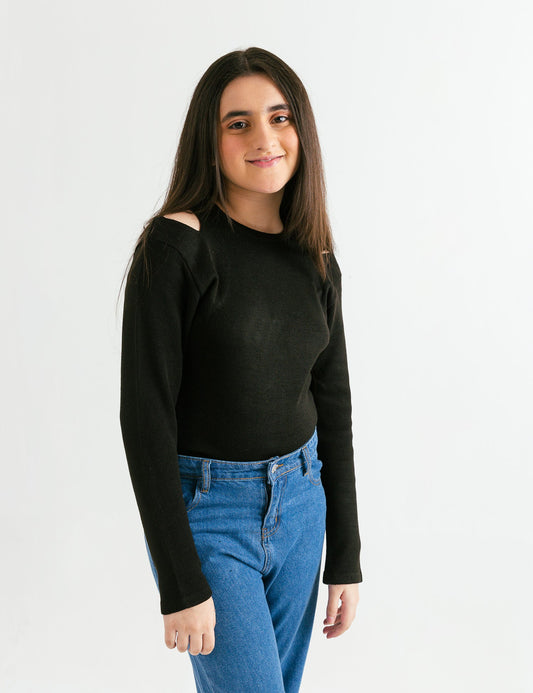 COLD SHOULDER SWEATER