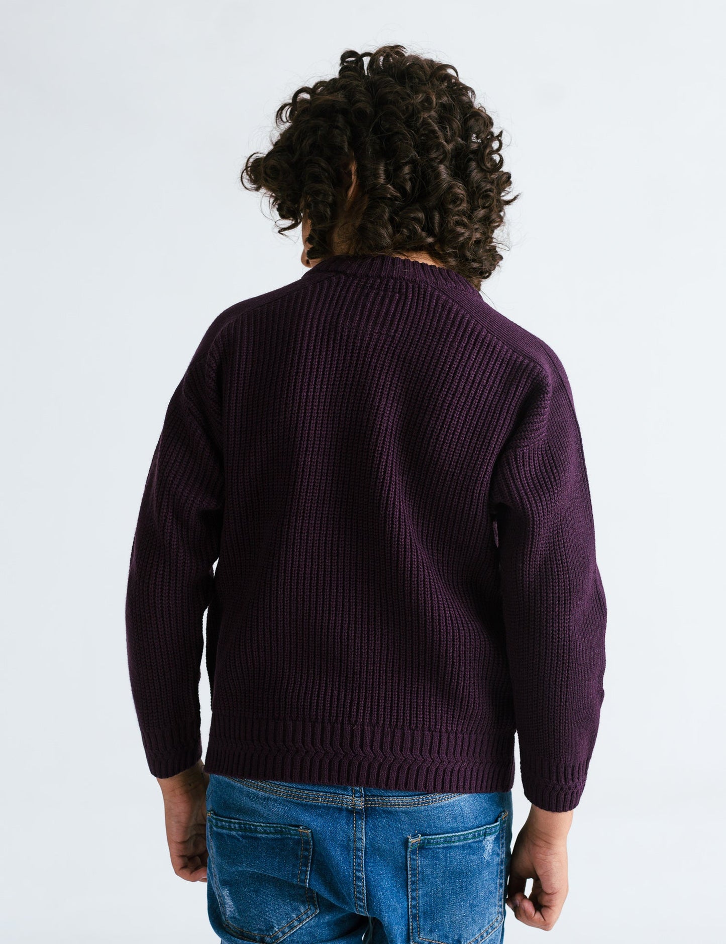SOLID TEXTURED KNIT SWEATER