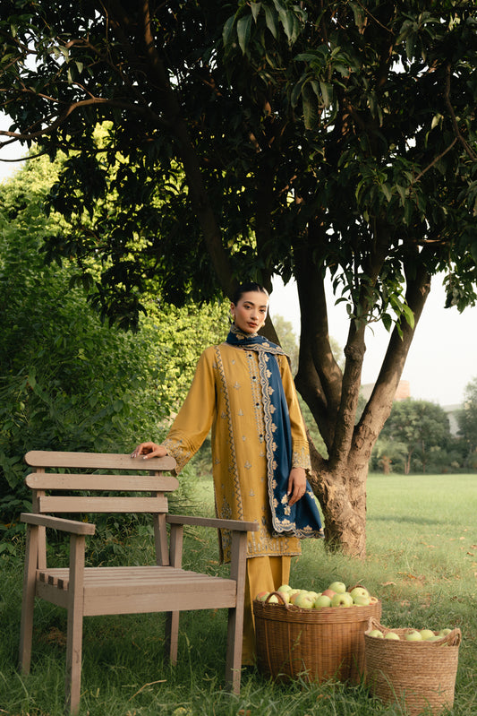 3 PIECE EMBROIDERED KHADDAR SUIT-CANARY ADORN (UNSTITCHED)