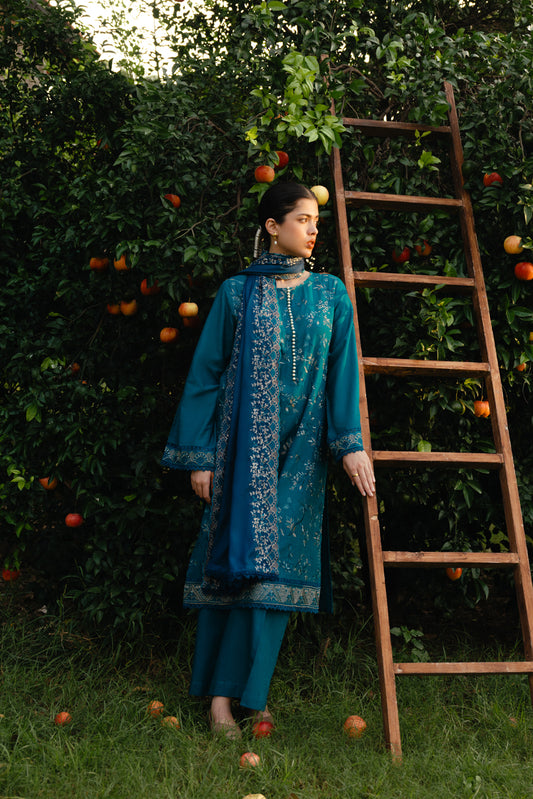 3 PIECE EMBROIDERED KHADDAR SUIT-GARDEN BLISS (UNSTITCHED)