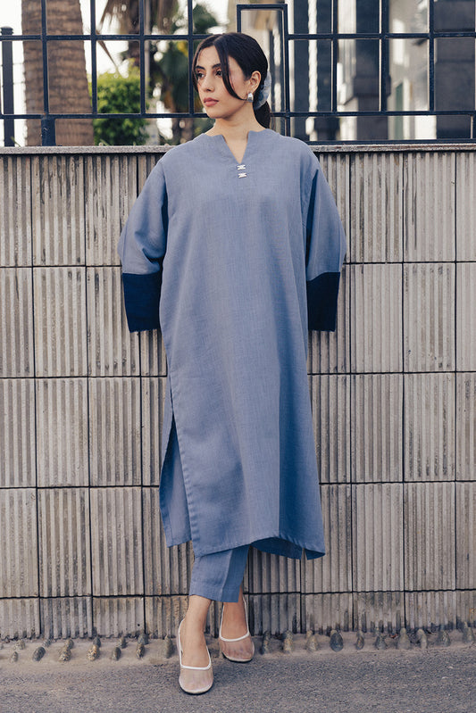 2 PIECE EMBROIDERED TWILL SUIT (PRET)