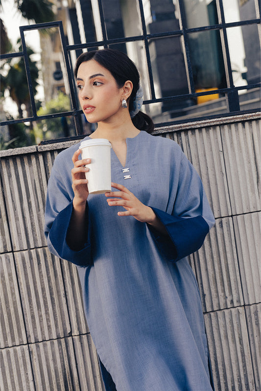 2 PIECE EMBROIDERED TWILL SUIT (PRET)