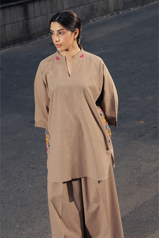 2 PIECE EMBROIDERED TWO WAY SLUB SUIT (PRET)