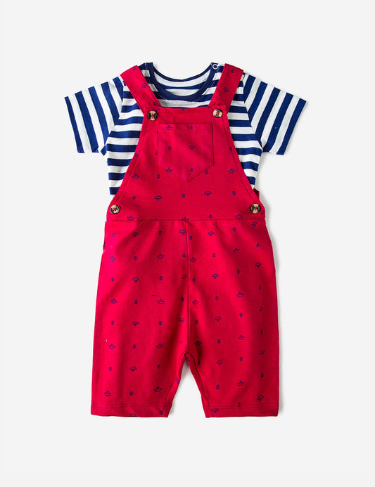 2 Piece Tee & Dungaree Shorts Set