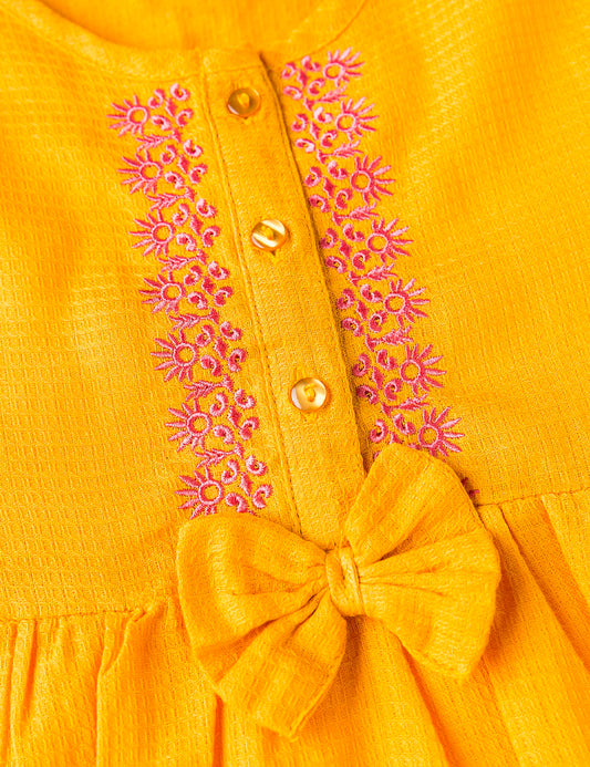 Embroidered Mustard Dress (6295503306904)