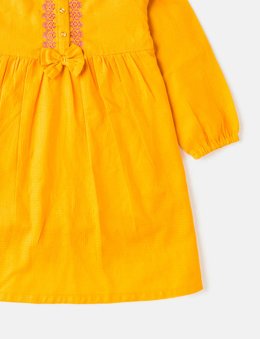Embroidered Mustard Dress (6295503306904)