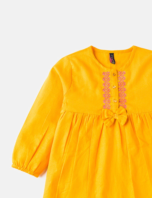 Embroidered Mustard Dress (6295503306904)