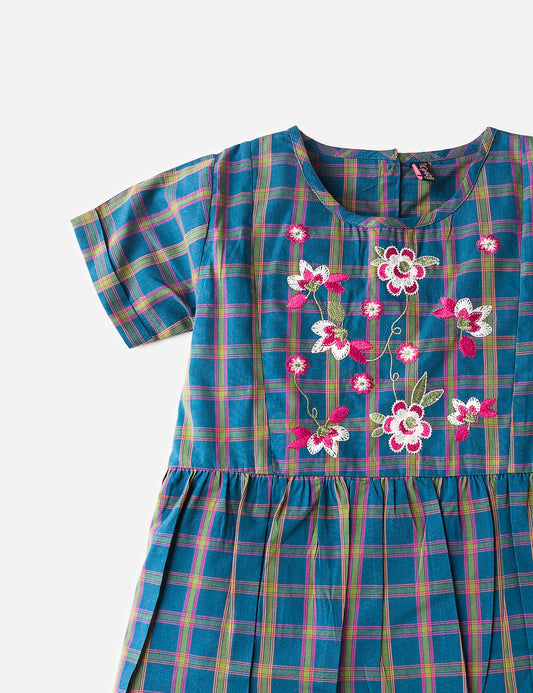 Plaids Embroidered Top