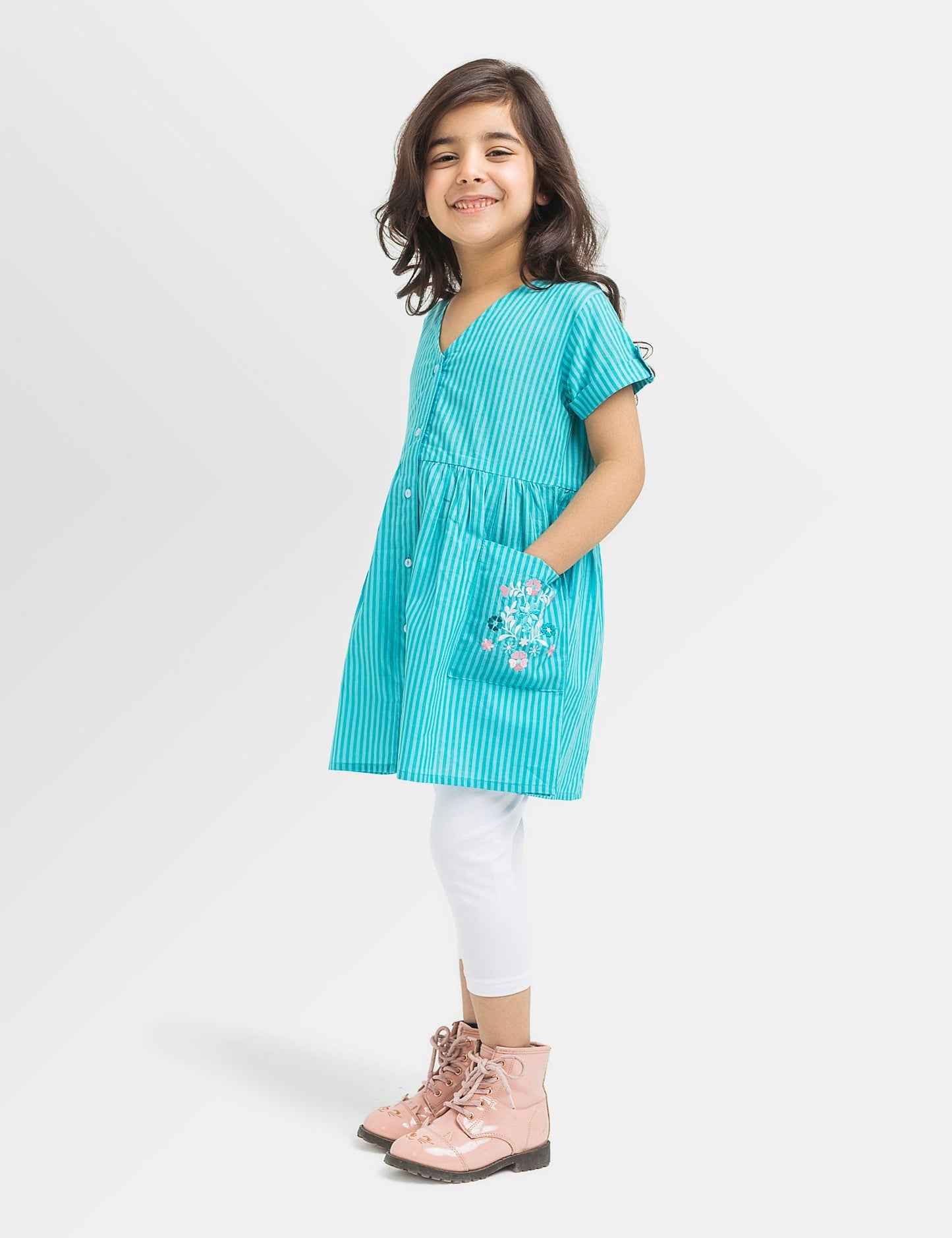 Stripes Embroidered Dress (6295503601816)