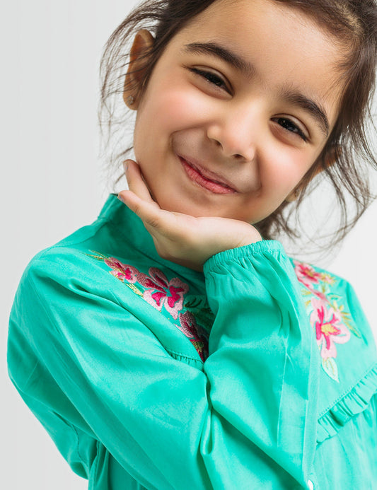 Embroidered Aqua Top (6295502487704)