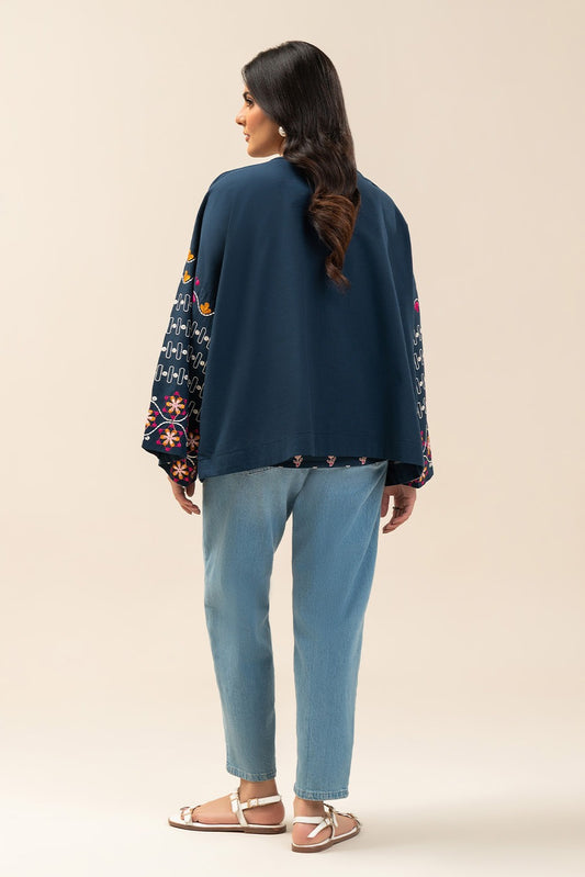 EMBROIDERED SLUB LAWN DRESS (PRET)