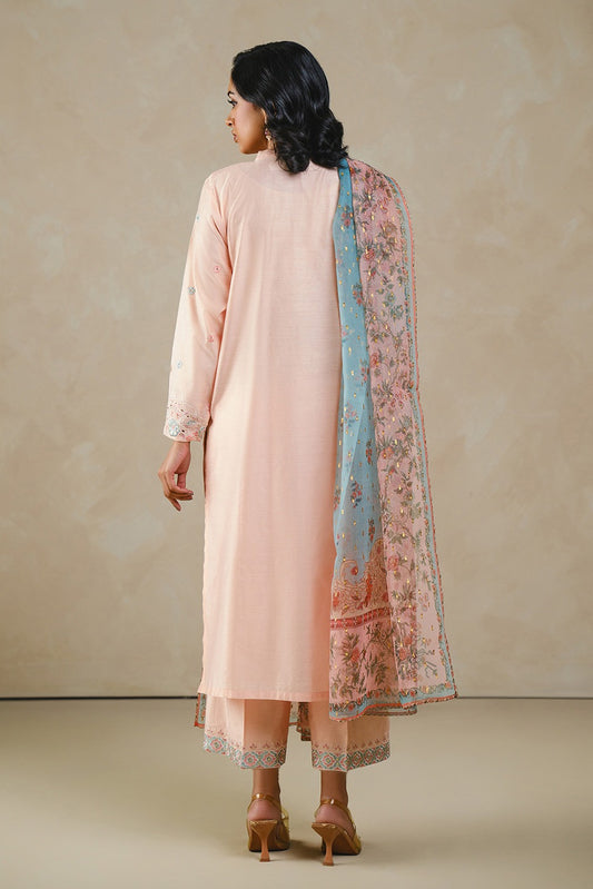 3 PIECE EMBROIDERED TWO TONE SUIT (LUXURY PRET)