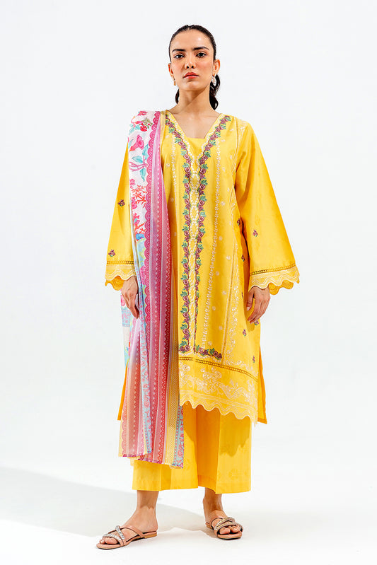 2 PIECE EMBROIDERED SELF JACQUARD SUIT (PRET)