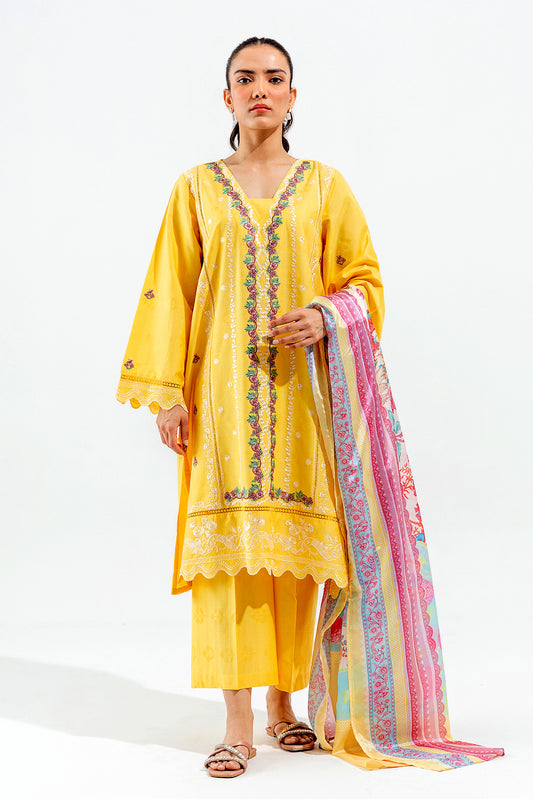 2 PIECE EMBROIDERED SELF JACQUARD SUIT (PRET)