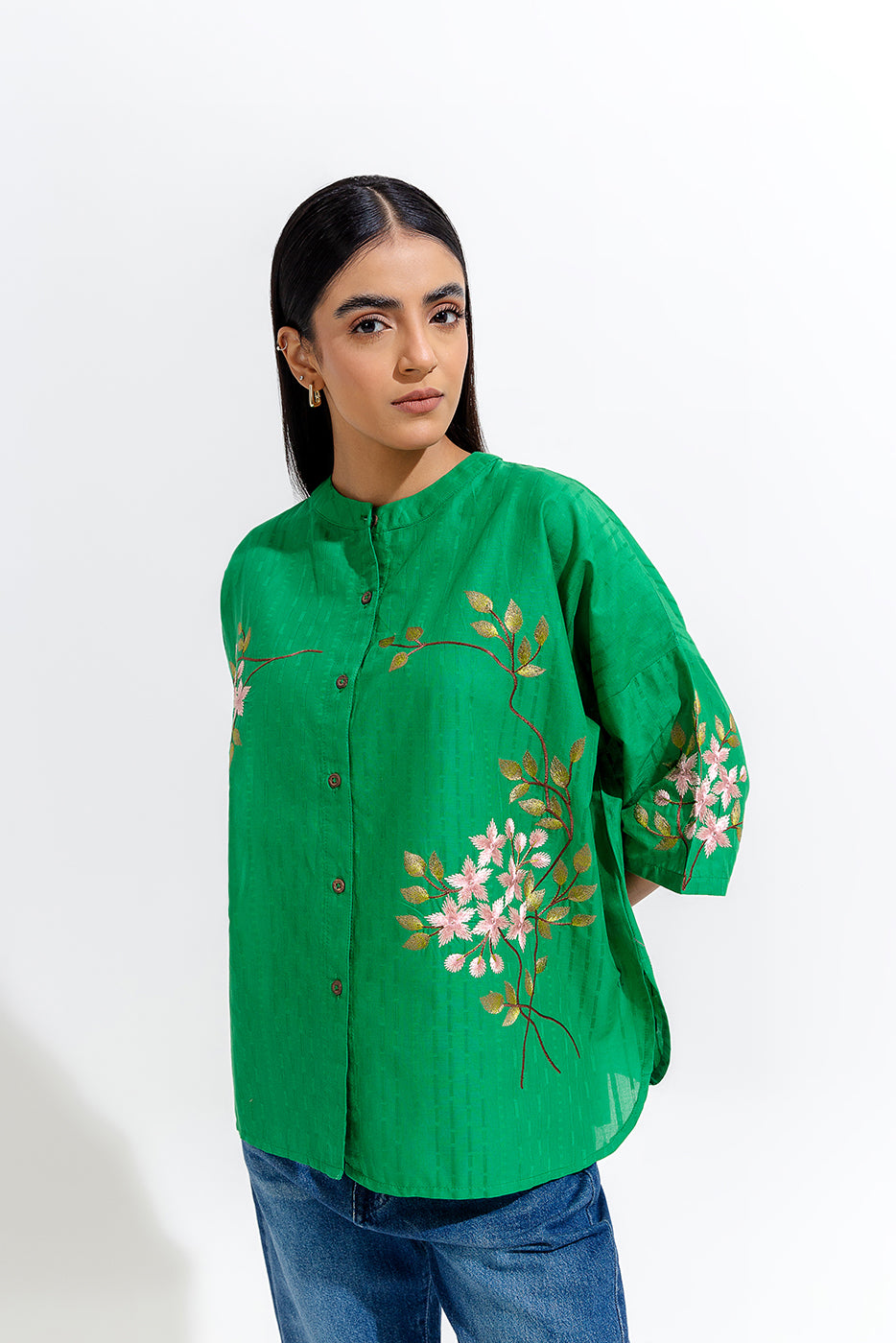 EMBROIDERED JACQUARD TOP (PRET)