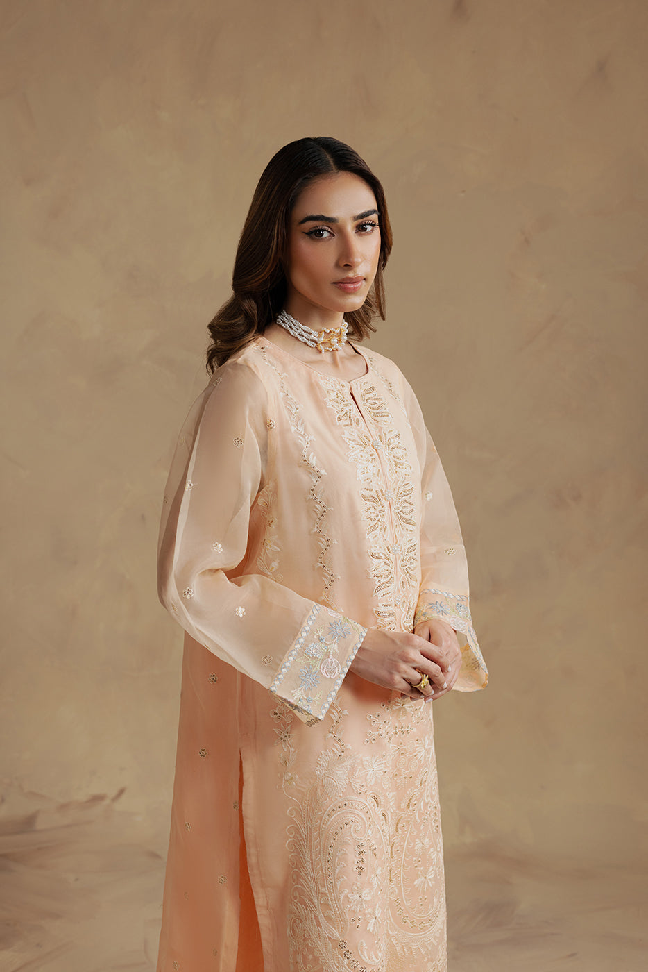 2 PIECE EMBROIDERED ORGANZA SUIT (LUXURY-PRET)