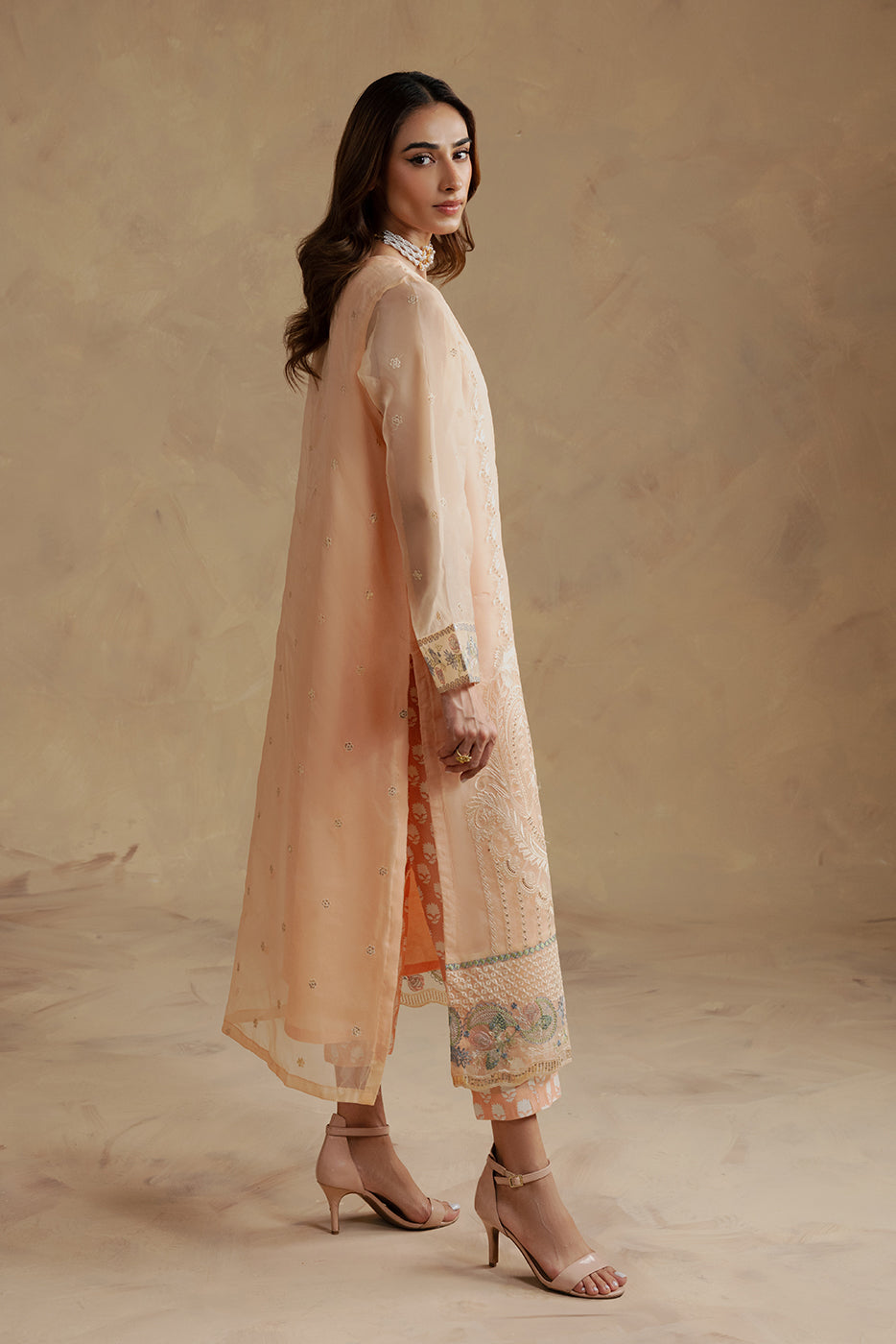 2 PIECE EMBROIDERED ORGANZA SUIT (LUXURY-PRET)