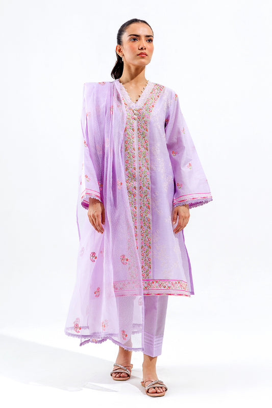 3 PIECE EMBROIDERED COTTON NET SUIT (LUXURY PRET)