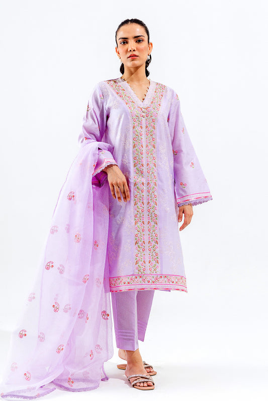 3 PIECE EMBROIDERED COTTON NET SUIT (LUXURY PRET)