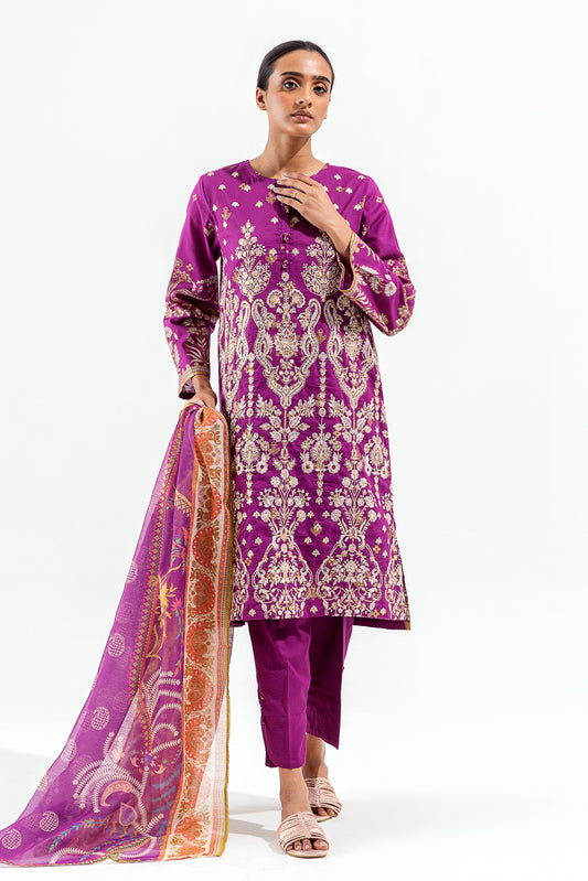 3 PIECE EMBROIDERED LAWN  SUIT (LUXURY PRET)