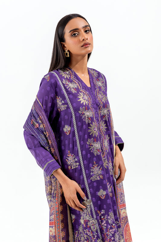 3 PIECE EMBROIDERED LAWN  SUIT (LUXURY PRET)