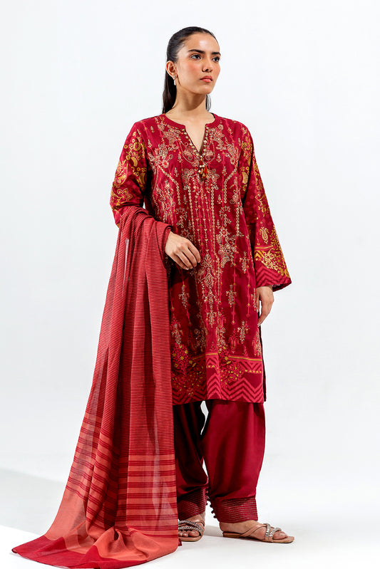 3 PIECE EMBROIDERED LAWN SUIT (LUXURY PRET)