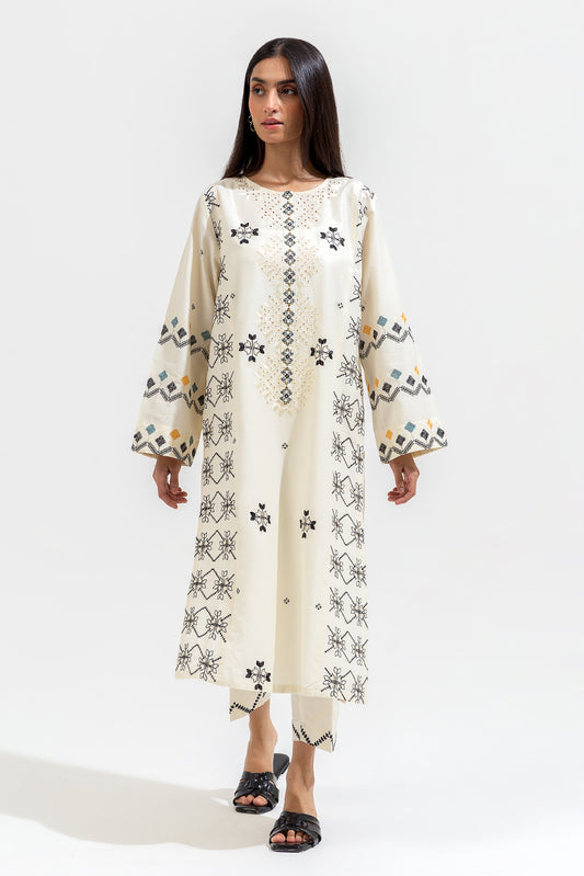 2 PIECE EMBROIDERED CAMBRIC SUIT (PRET)