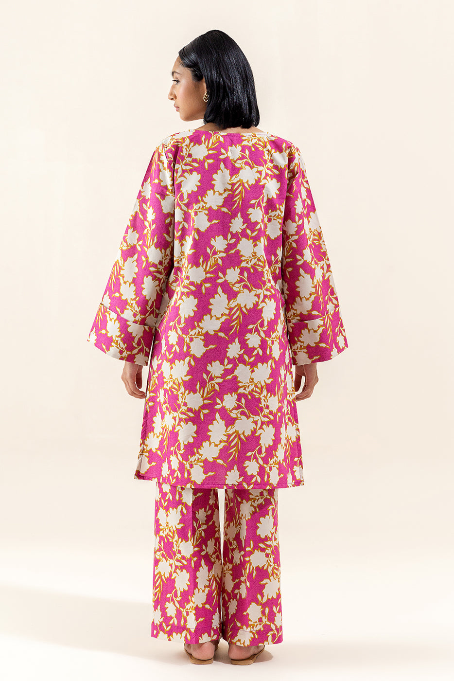2 PIECE PRINTED LAWN SUIT-WILD ORCHID (UNSTITCHED)