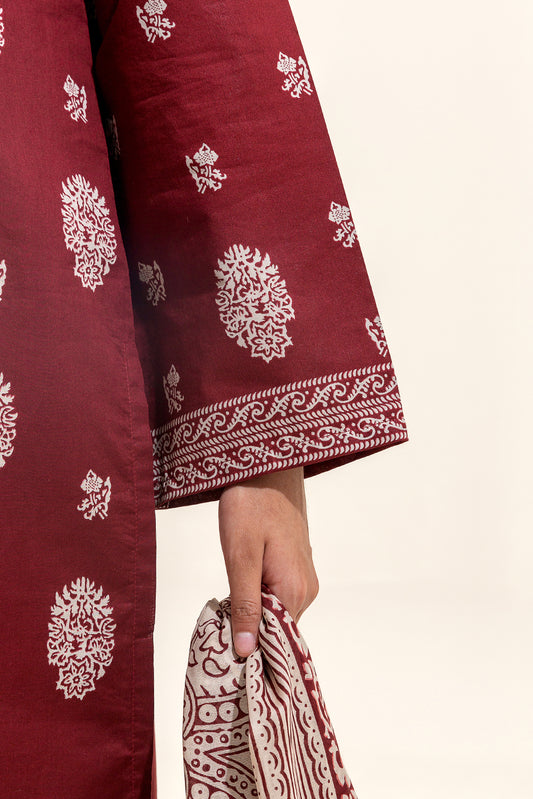 2 PIECE PRINTED LAWN SUIT-GARNET LOOM (UNSTITCHED)