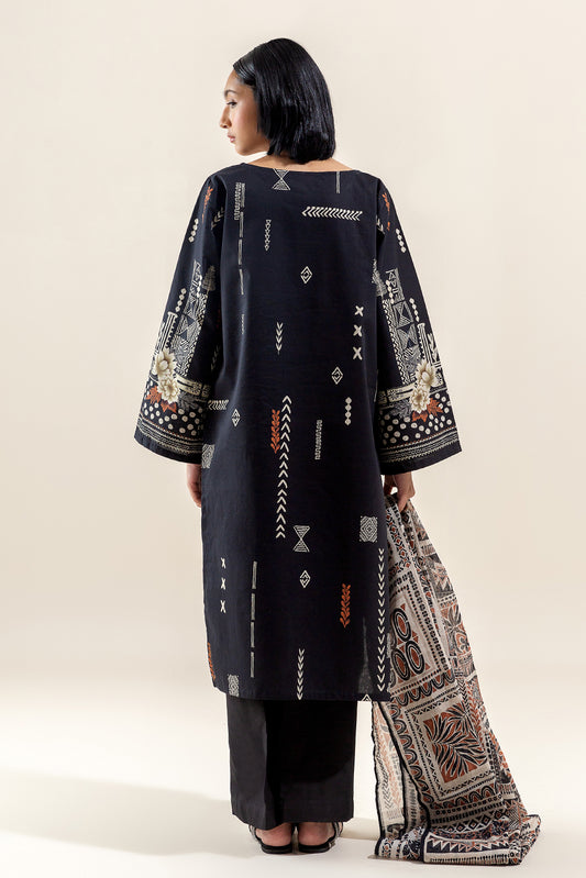 3 PIECE PRINTED LAWN SUIT-RAVEN GILD (UNSTITCHED)