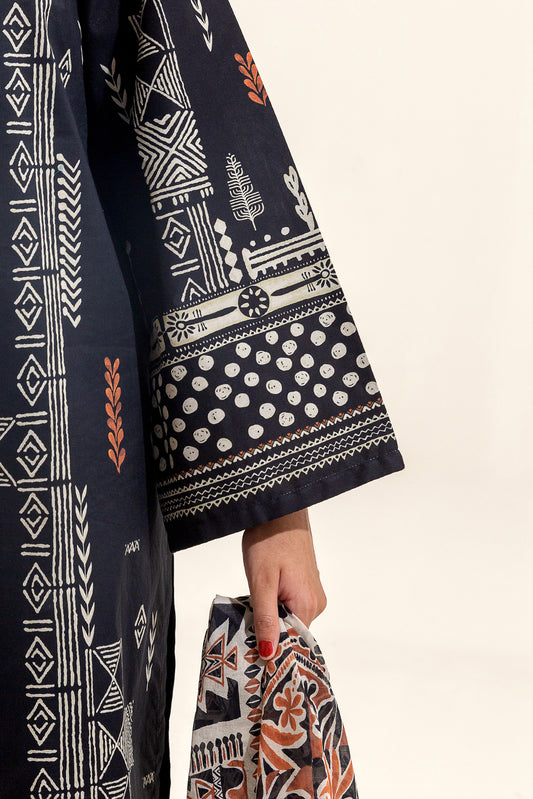 3 PIECE PRINTED LAWN SUIT-RAVEN GILD (UNSTITCHED)