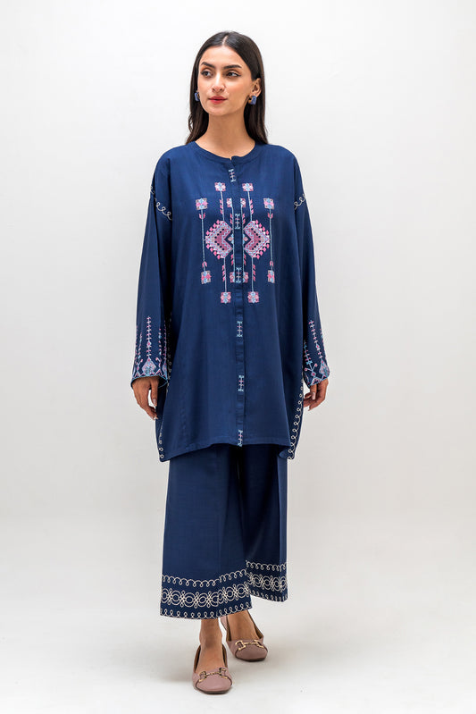 2 PIECE EMBROIDERED VISCOSE SUIT (PRET)