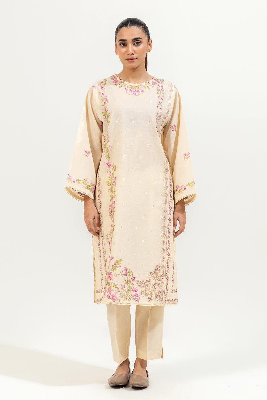 2 PIECE EMBROIDERED FANCY SLUB SUIT (LUXURY-PRET)