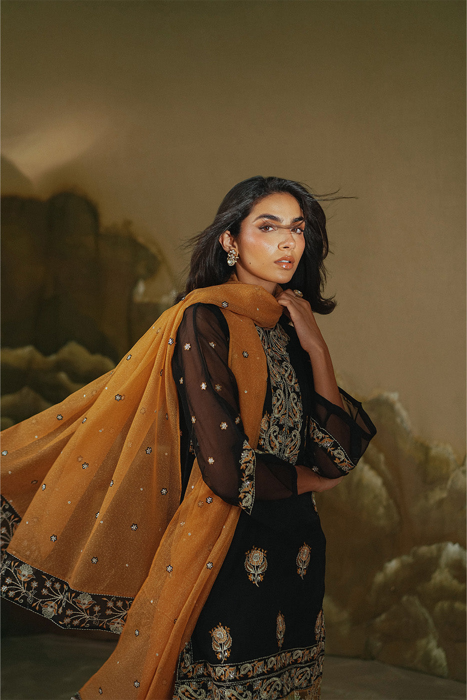 3 PIECE EMBROIDERED ORGANZA SUIT (LUXURY-PRET)