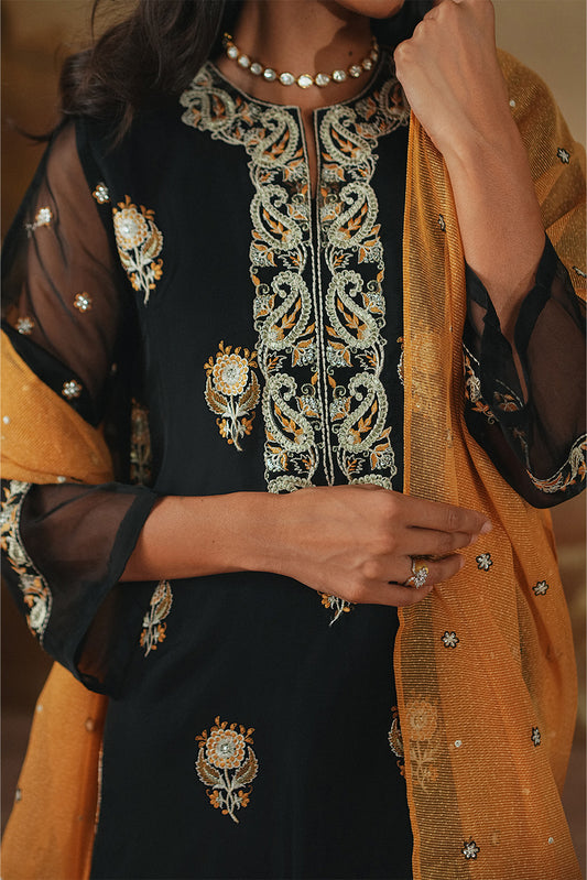 3 PIECE EMBROIDERED ORGANZA SUIT (LUXURY-PRET)