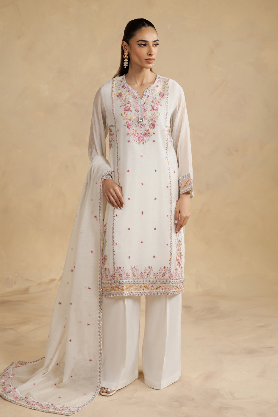 3 PIECE EMBROIDERED KHADDI NET SUIT (LUXURY-PRET)