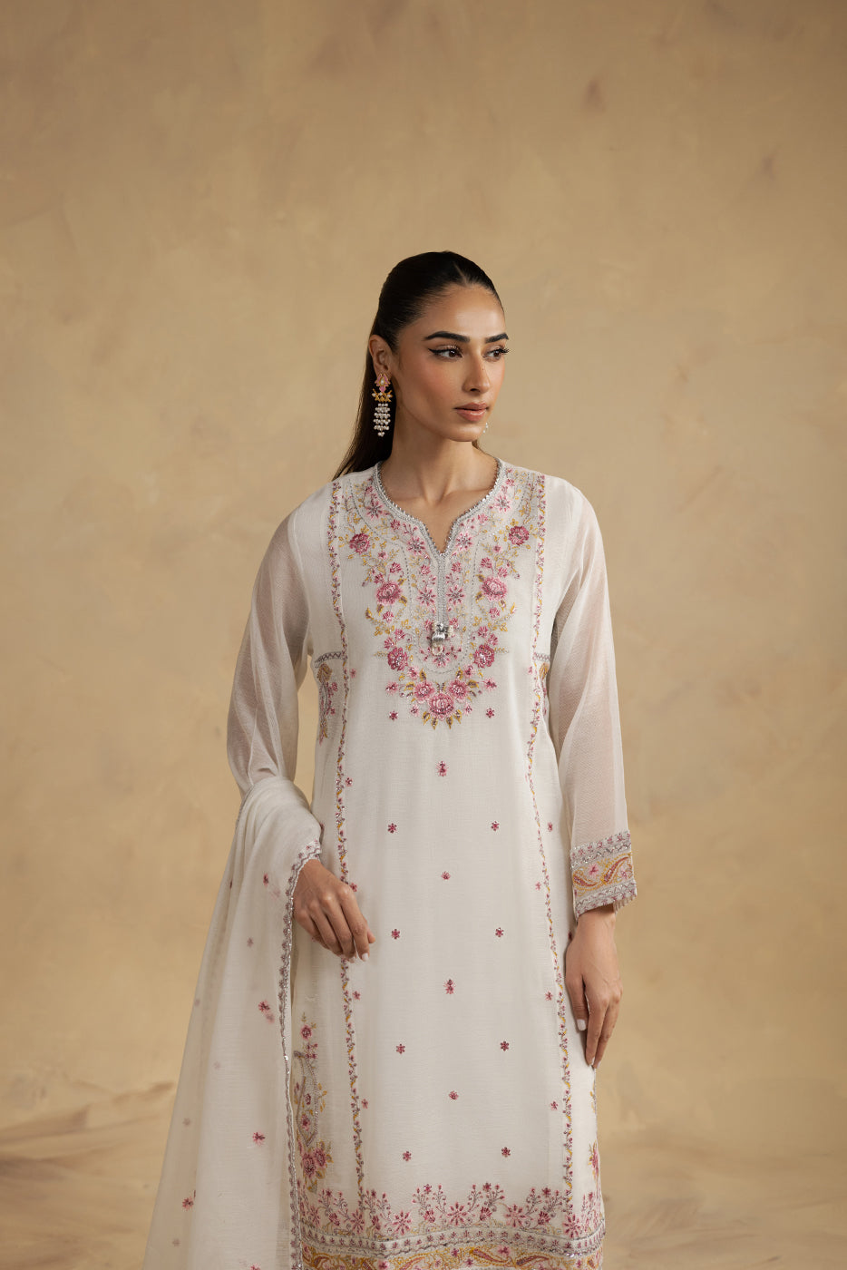 3 PIECE EMBROIDERED KHADDI NET SUIT (LUXURY-PRET)