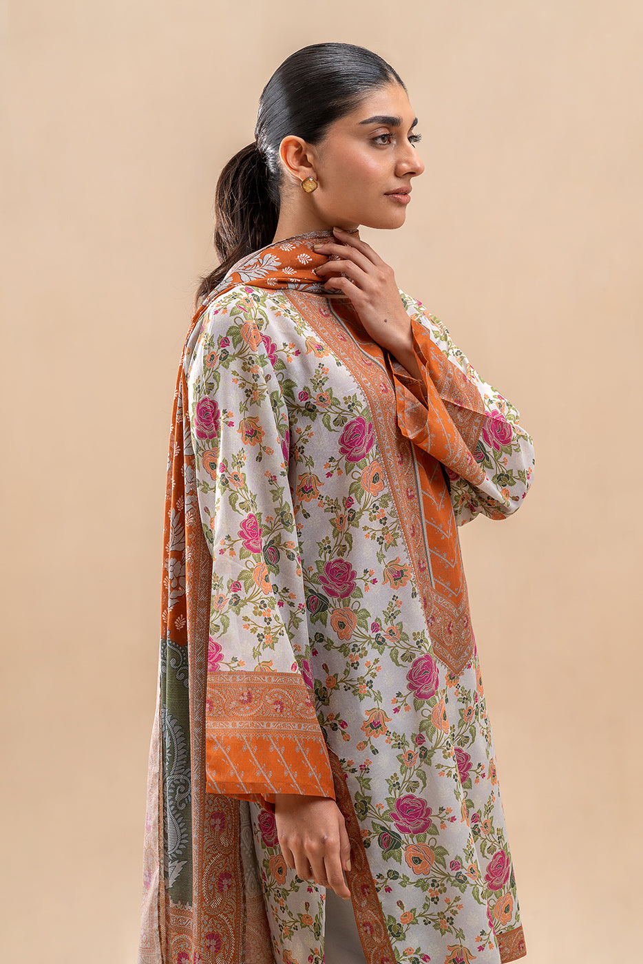 3 PIECE PRINTED LAWN SUIT-SUMMER ORCHID (UNSTITCHED)