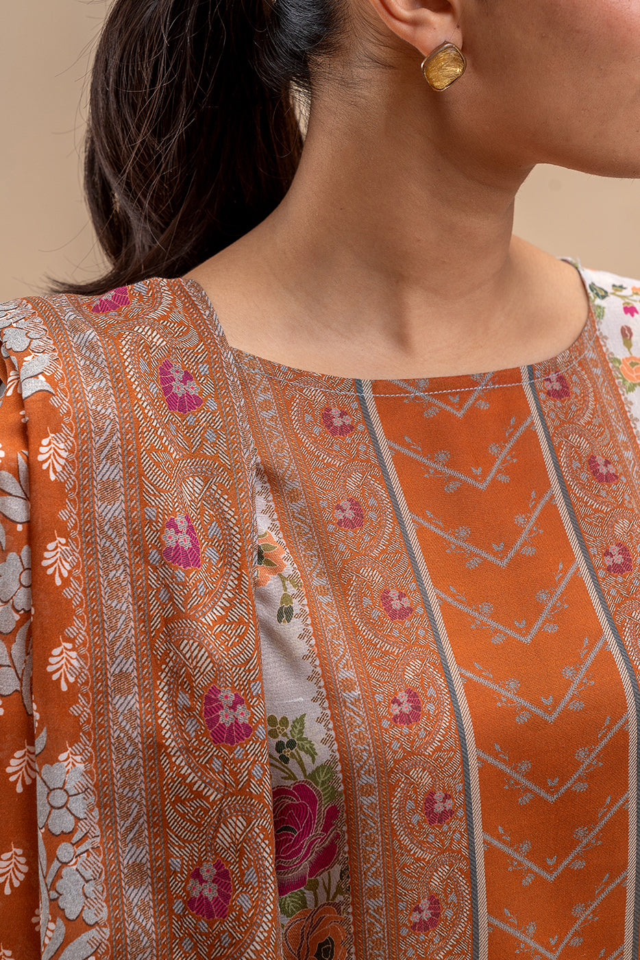 3 PIECE PRINTED LAWN SUIT-SUMMER ORCHID (UNSTITCHED)