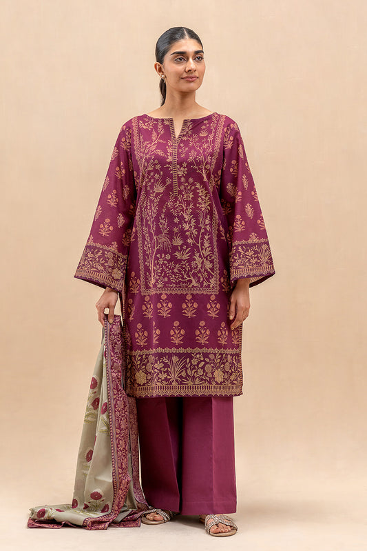 3 PIECE PRINTED LAWN SUIT-MULBERRY TALE (UNSTITCHED)