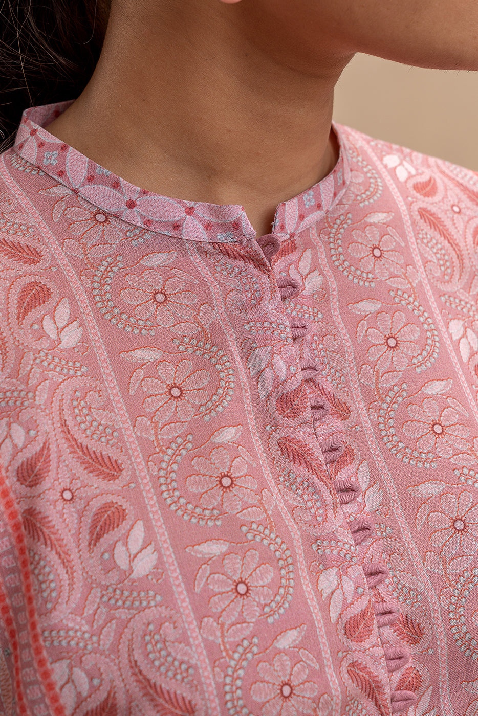 3 PIECE PRINTED LAWN SUIT-ROUGE BLUSH (UNSTITCHED)