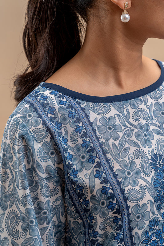 3 PIECE PRINTED LAWN SUIT-CAROLINA HUES (UNSTITCHED)