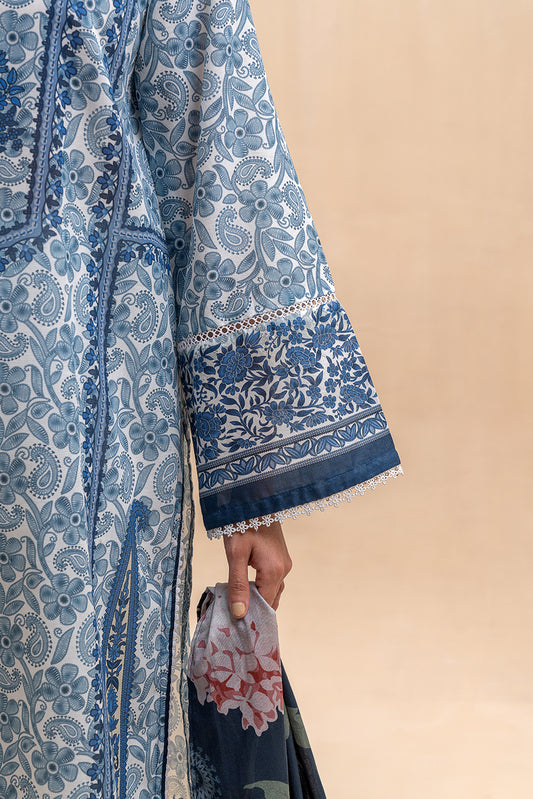 3 PIECE PRINTED LAWN SUIT-CAROLINA HUES (UNSTITCHED)